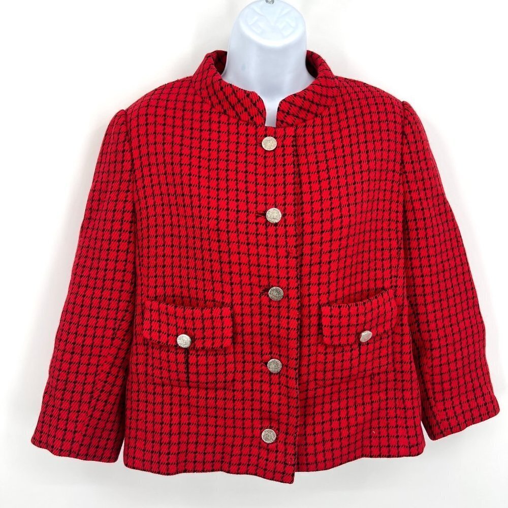 Manor-Bourne for I. Magnin & Co Vintage 60s Red‎ Jacket Jackie O Size M/L